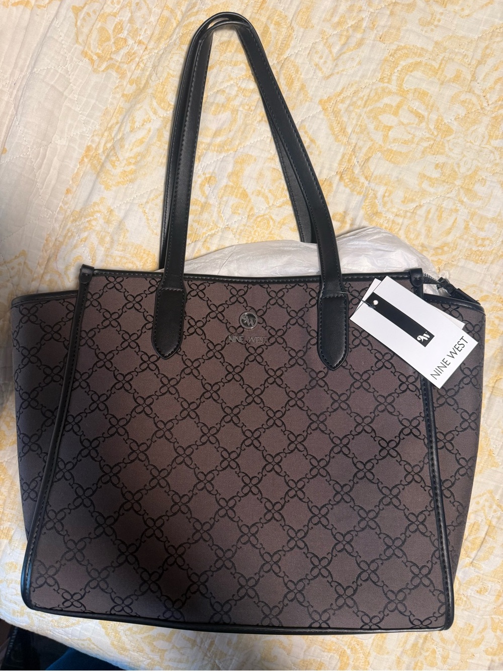 Nine West Brown and Black Patterned Tote